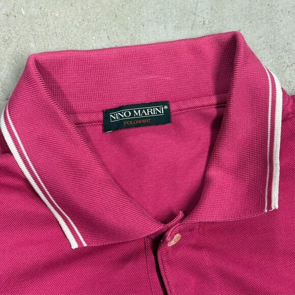 Nino Marini Pink Polo Shirt Italy Filo Di Scozia Cotton Mesh Short Sleeve XXL - Picture 6 of 10
